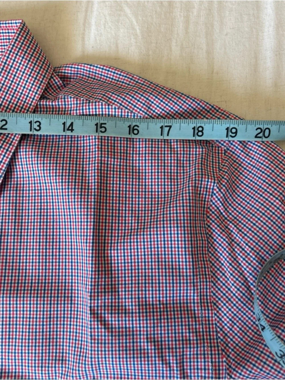 Banana Republic Men's Red and Blue Micro-Check Slim Non Iron Dress Shirt